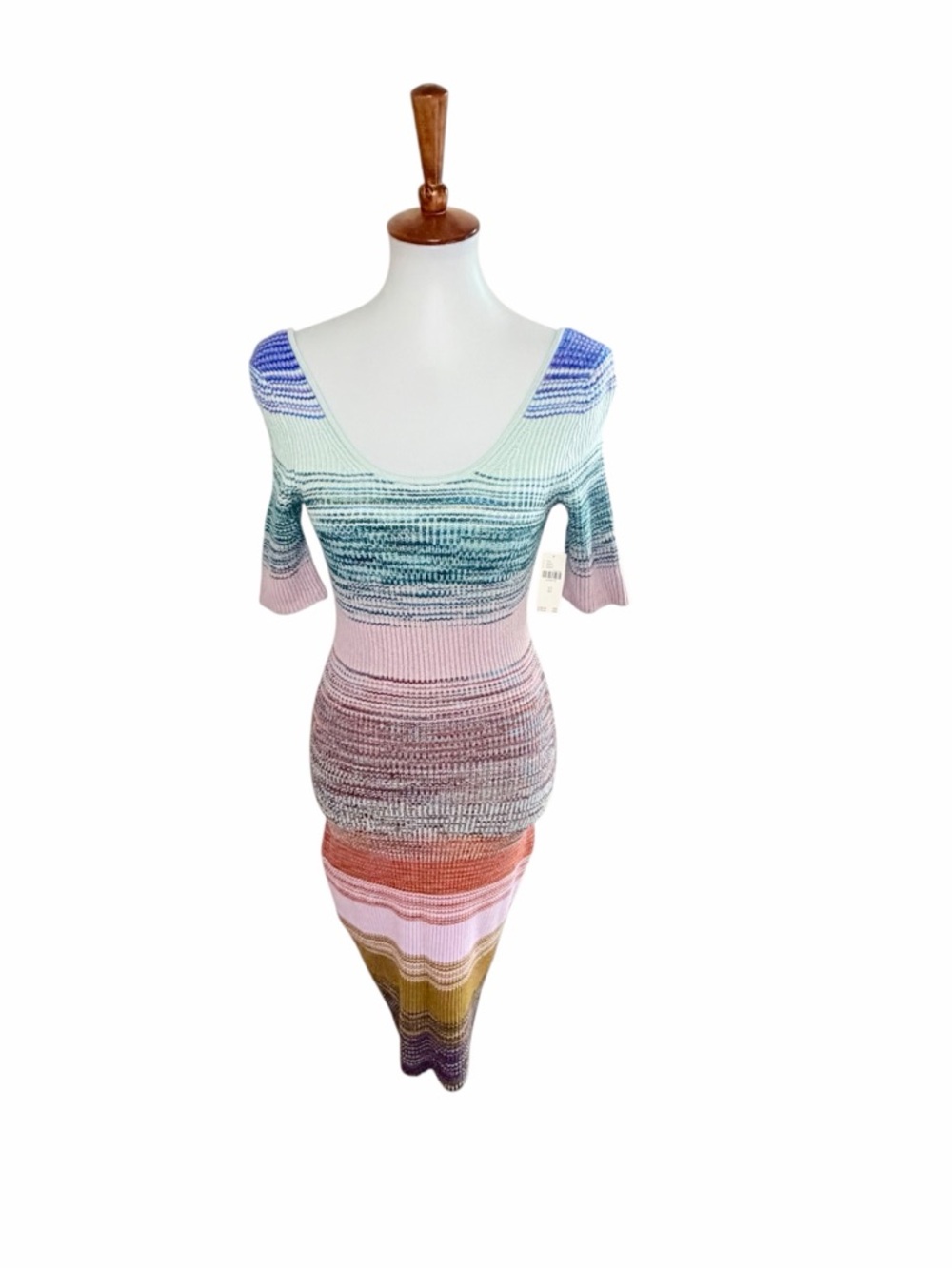 NWT Anthropologie Striped Knit Midi Sweater Dress Rainbow Size XS